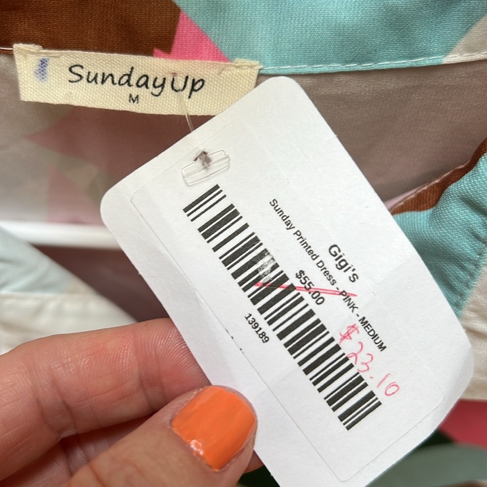 Sunday Up dress Printed Dress Pink Medium mini dress NWT - Picture 6 of 7